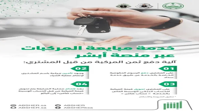 4 خطوات لخدمة مبايعة المركبات عبر منصة أبشر