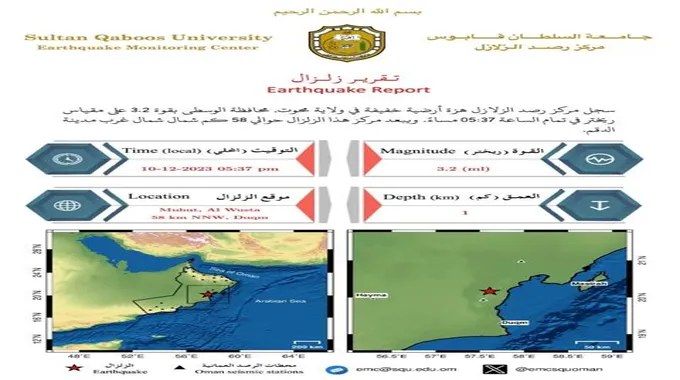 عاجل : بعد زلزال الإمارات هزة أرضية في هذه